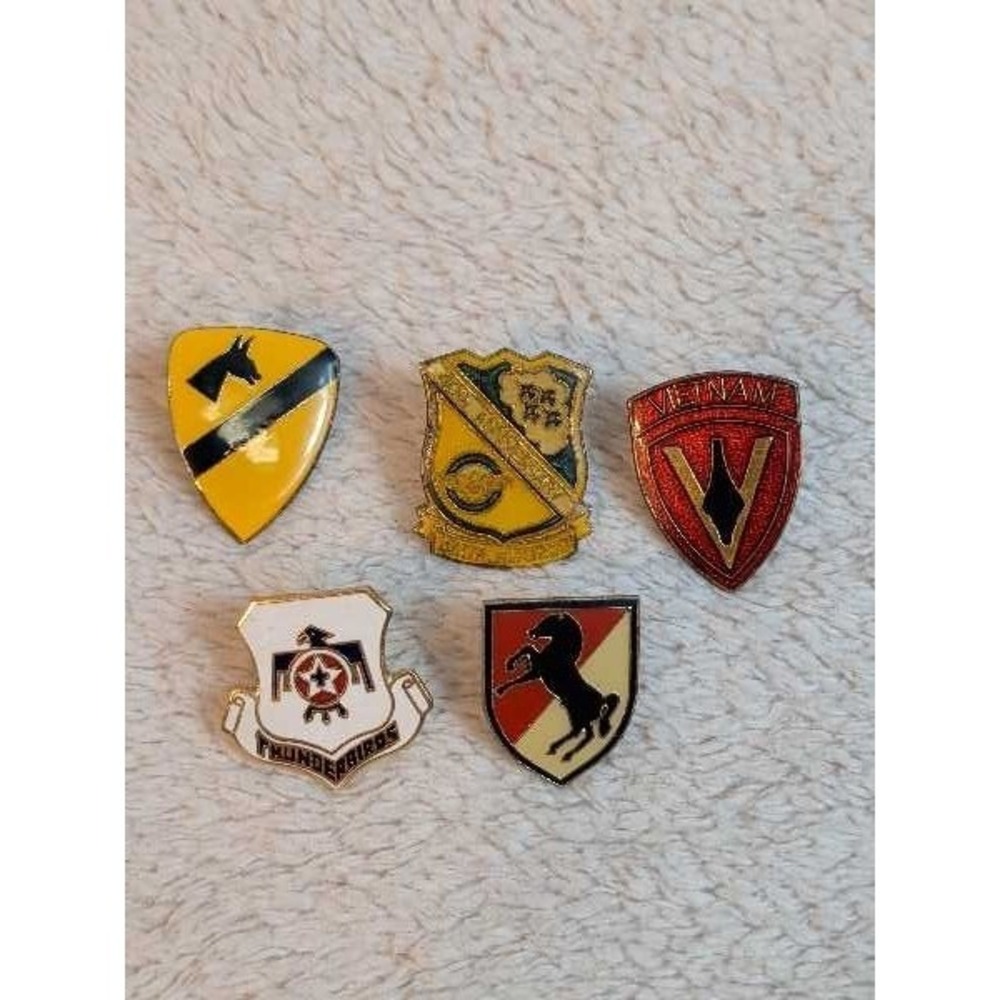 Vintage Military Enamel Pin Lot Vietnam‎ Blue Angels US Army Wings Badge
